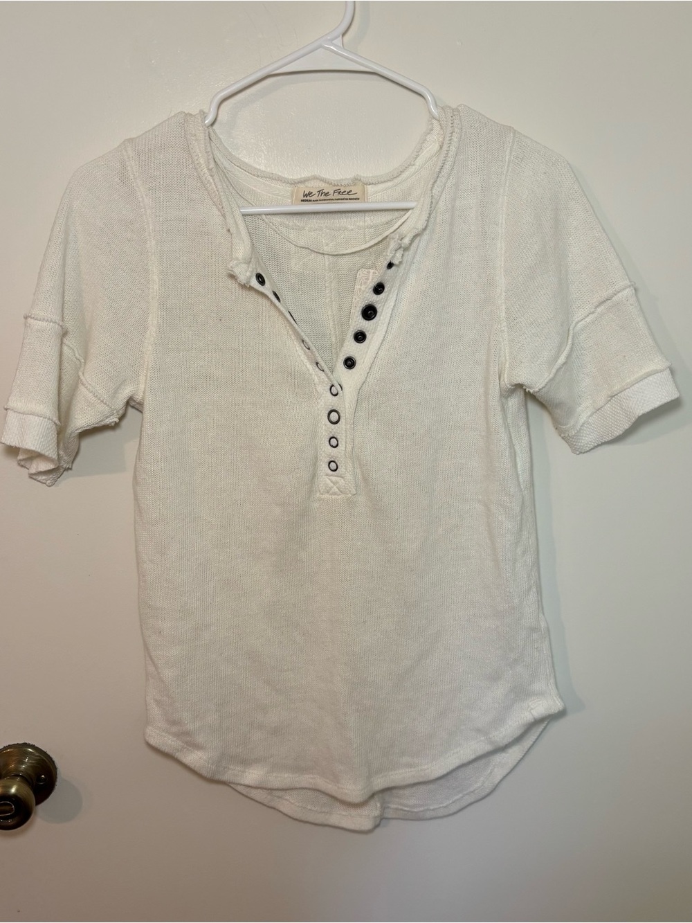 We The Free Cream Henley Knit Top